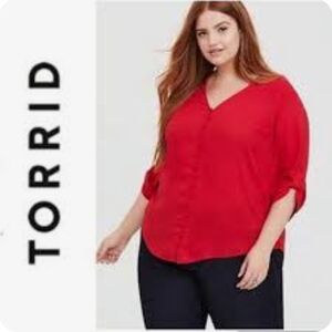 Torrid Vibrant Red Button Down Blouse Size 5X